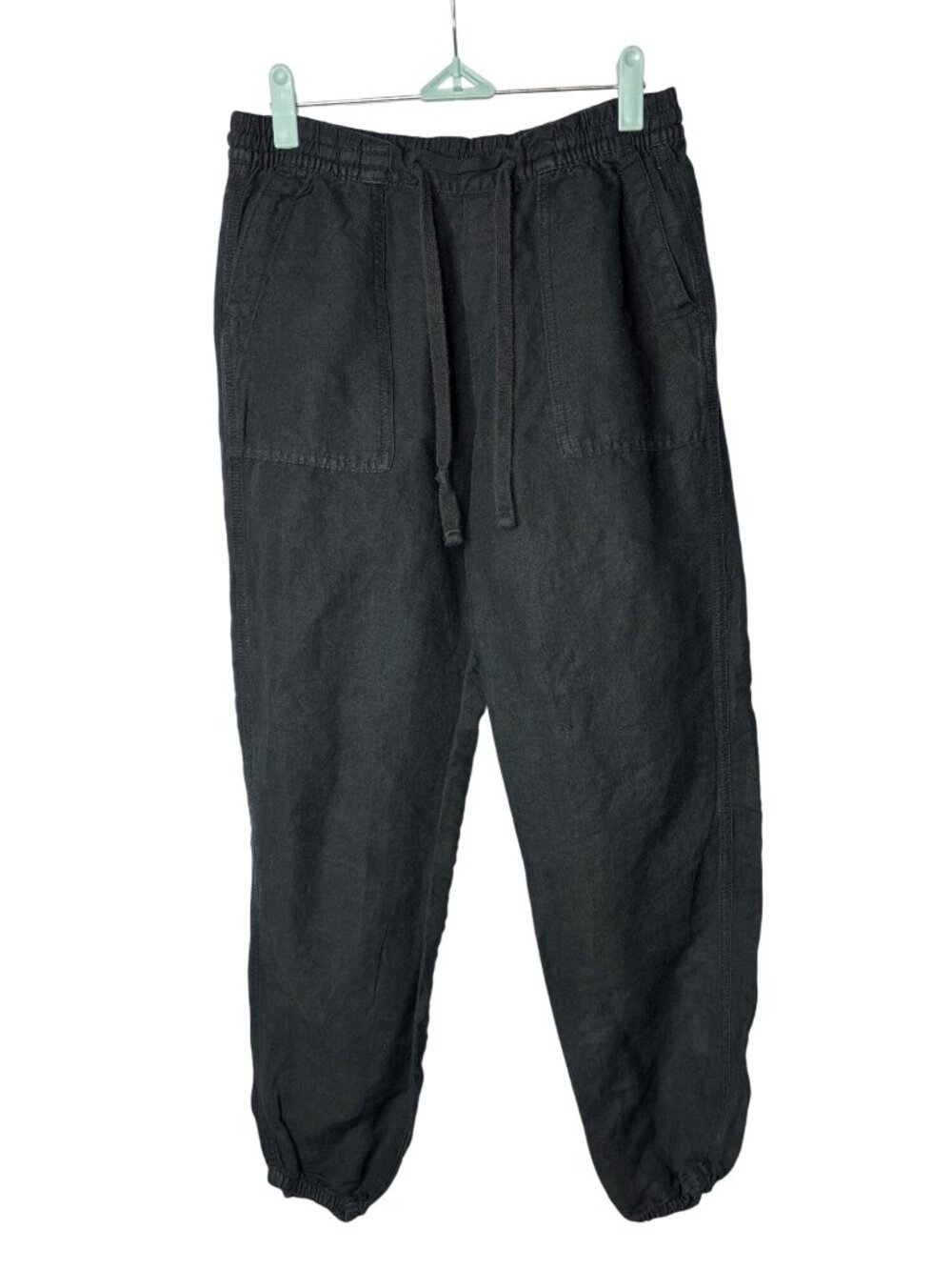 Gap Womens Jogger Pants Size XS Linen Rayon Blend Elastic Waist Drawstring Black